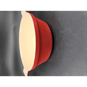 Vintage Griswold 603 Red Enameled Cast Iron 3PT Casserole 8" No Lid Small Chip